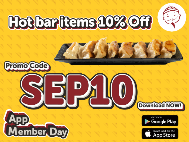 September App Member Day: 10% OFF Hot Bar Items!