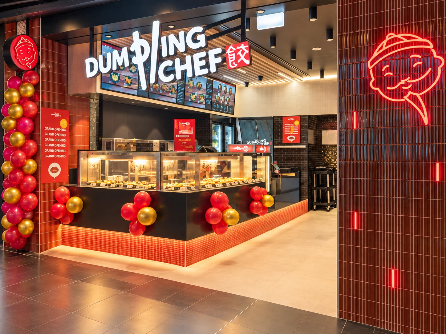 Dumpling Chef Melbourne Central storefront with illuminated signage and food display counter